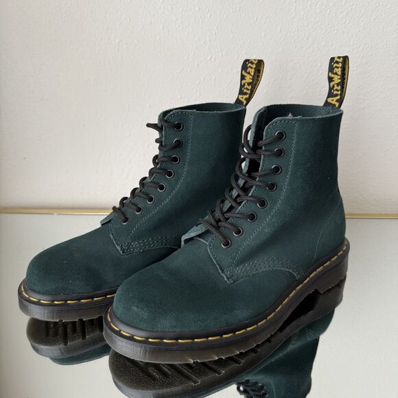 Dr. Martens 1460 Pascal Suede Leather Lace Up Boots Women 8 /Men 7 Forest Green - Picture 8 of 16